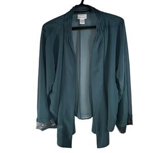 Soft Surroundings Kimono Jacket Size XL Women’s Aqua Sequins Open Front